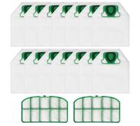 14 Pièces Sacs Aspirateurs pour Vorwerk Kobold VK200 FP200, Accessoires Sacs à Poussière Rechange avec 2 Filtres HEPA, Sac Aspirateur pour Vorwerk VK200, Sacs de Dépoussiérage en Non Tissé