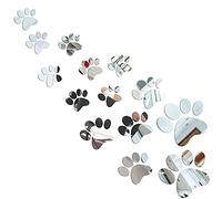 14 Pièces Stickers Miroir Patte Kit de Stickers Muraux Empreintes de Chien Autocollants de Patte Acrylique Bricolage Décors de Pattes Murales Amovibles Décoration de 3 Tailles pour Enfants