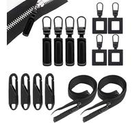 14 Pièces Tirette Fermeture Eclair De Rechange pour Languette De Réparation pour Zipper, 70cm Fermeture Eclair pour Bagages, Metal Tirettes De Réparation Fermeture Eclair pour Vestes Pantalon(Noir)