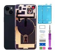 14 Plus Vitre arrière de rechange avec plaque et câble flexible Coque arrière en verre iPhone 14 Plus (minuit) + ruban adhésif étanche + outils de réparation