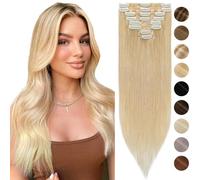14 Pouces Extensions A Clip Cheveux Naturel 8 pcs - 24 Blond Naturel - Epaisseur Fine Rajout Cheveux Lustrés Raide Clip In Hair Extension Remy Hair
