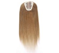 14 Pouces Femmes Vrais Cheveux Humains Toppers, 3.6 "x 4" Sans Couture Topper, Pince De Couverture Dans Les Extensions for Un Usage Quotidien(Light Brown)