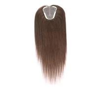 14 Pouces Femmes Vrais Cheveux Humains Toppers, 3.6 "x 4" Sans Couture Topper, Pince De Couverture Dans Les Extensions for Un Usage Quotidien Effet naturel et Volumineux(Medium Brown)