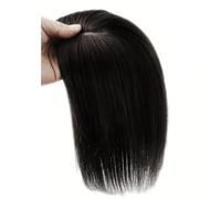 14 pouces Topper de cheveux humains for les femmes avec des cheveux clairsemés, postiche d'aspect naturel 8x12 cm base respirante Postiche Cheveux Femme(Natural Black)