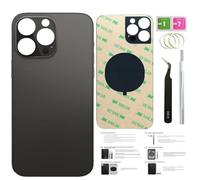 14 Pro Verre arrière de rechange pour iPhone 14 Pro (noir sidéral, 6,1") avec ruban adhésif préinstallé, instructions d'installation (français non garanti) + outils de réparation (noir spatial)