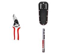 14 Sécateur Professionnel Compact Bypass 18 mm pour Main Droite et Petite Main + Étui Cuir FELCO 910 Black + Aiguiseur FELCO 905