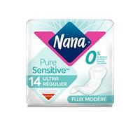 Nana PureSensitive Serviettes Hygiéniques Ultra Régulier - Flux Modéré - 0 % Allergène*, Parfum, Colorant - 14 Unité (Lot de 4)