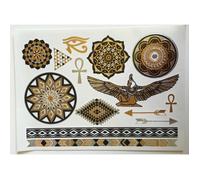 14 Tatouages éphémères métallique waterproof. Tatoo temporaire or - Bijou de peau Egypte Isis noir