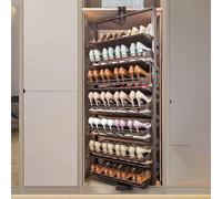 14-Tier Rotating Shoe Rack, Réglable Height 360° Pull-out nizer for Entryway, Space-Saving Cabinet Storage Shelf (Brown, 48CM/19IN)