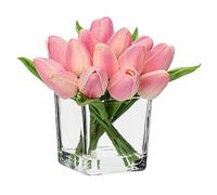 14 tulipes fleurs artificielles tulipes fleurs artificielles sensation réelle tulipes en latex artificielles en pot de verre, décoration pour mariage, intérieur et extérieur, cuisine, bureau
