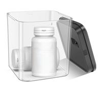 14 x 14 x 16 cm - Petite boîte de rangement verrouillable transparente avec serrure à combinaison - Pour médicaments, collations, téléphones portables, fournitures de bureau