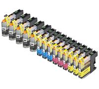 14 x Cartouche d'encre avec puce compatible Brother LC121, LC123 pour imprimantes DCP-J152W, MFC-J245, MFC-J4410DW, MFC-J4510DW, MFC-J4610DW, MFC-J470DW, MFC-J4710DW, MFC-J650DW, MFC-J6520DW, MFC-