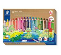 [140 C18] STAEDTLER Etui Carton 18 Crayons de Couleur Hexagonal Buddy Gros Mo...