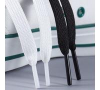 140 cm/55 po de long, 1 yard/0,39 po de large, lacets plats en polyester à double couche, noir et blanc, convenant aux chaussures décontractées et de sport, baskets pour femmes et hommes, idées de cad