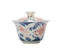 140 ml, la méthode ancienne, le poisson rouge argenté, les trois talents, le bol, le service à thé chinois Kung Fu - le bol [ boîte]