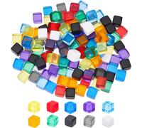 140 Pcs 10 Couleurs 7.5mm Blanc Dés Acrylique Dés Cubes Couleur Assortie Sans Trou Perles Avec Boîte De Rangement Pour Dés Diy Faire, Faveur Du Parti