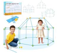 140 PCS Kit de Construction de Fort pour Enfants, Kids Fort Building Kits, Jouets de Construction de Châteaux de Bricolage Tunnels Tente de Jeu pour Garçon et Fille 5 6 7 8 9 10 Ans