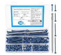 140 Pcs M4 Vis à Bois, Vis a Bois, Viss à Trou de Poche Filetage, vis Autotaraudeuses à Entraînement Carré à Filetage, vis Autoforeuse à Tête Plate pour Cloisons Sèches Meubles