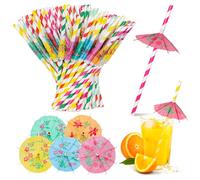 140 Pièces Décorations de Cocktail,Cocktail Fireworks Picks,Parapluies pour cocktails,Décorations pour boissons pour plages, fêtes estivales et anniversaires