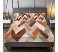 140 x 200 cm Drap Housse Beige, Motif À Chevrons Abstrait Drap-Housse Microfibre Doux Bonnet 30cm Matelas en Microfibre 2 Personnes, Très Doux et Respirant avec Élastique Tout Autour