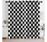 140 x 260 cm Rideau Occultant Thermiques Géométrie Décoration Salon | Carré Simple Rideaux Occultants De Fenêtre pour Chambre d'enfant, décoration de fenêtre, Isolation Thermique, 2 Panneaux