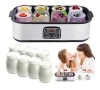 1400 ml Maker de yogourt intelligent: thermostat numérique avec pots en verre de 8 × 180 ml - incubateur probiotique et appareil familial prêt à cadeau
