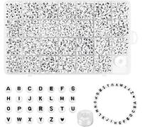 1400 Pcs Letter Beads For Bracelet 6.8 Mm,Flat Round Alphabet Beads With Holes,Round Letter Beads From A To Z,Beads For Making Acrylic Bracelets,For Diy Jewellery Crafts