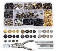 140pcs Boutons Pressions Métal, Bouton Snaps en Métal, Rivet Cuir Set, Fermoirs à Rivets en Cuir avec Punch Pince et Outils de Fixation, pour Cuir Artisanat Veste Portefeuille Sac à Main (6 Couleurs)