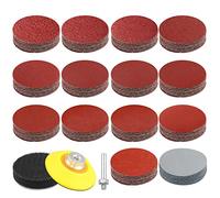 140Pièces Papier Abrasif 50mm 60 80 100 120 180 240 320 400 600 800 1000 1200 2000 3000 Grain, Disques Abrasifs 50 mm Set avec 1 pièce kit de Tampon de roue Adaptateur de Tampon de Polissage