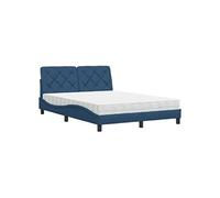 vidaXL Lit avec matelas bleu 140x190 cm tissu