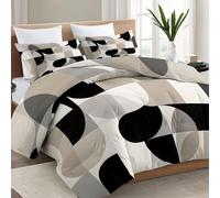 140x200 cm Couette Imprimée Réversible Abstrait géométrique superposé Multicolore - Couette sans Housse, Micro-Duvet Gonflant 400g/m², Douceur Peau de Pêche, Literie Toutes Saisons avec Taies 65x65cm