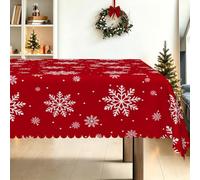 140x200cm Nappe de Noël rouge, flocons de neige, décoration du Nouvel An