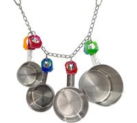 1410 Stainless Pot Delight - Jouet pour oiseaux avec gobelets en acier inoxydable durable, jouet interactif à suspendre, parfait pour la recherche de nourriture et le plaisir de faire du bruit. Idéal