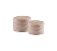Zeller Present Corbeilles rondes 14123 – Lot de 2 avec couvercle en PP naturel Ø16x10/Ø17x12 cm