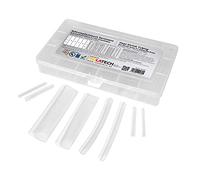 142 pcs de gaine thermorétractable transparente ratio 3:1 avec du adhésif. Longueur totale 8,3m dans une boîte pratique. Par ISOLATECH
