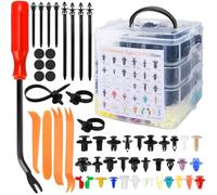 1420 Pièces Rivet Clips Plastique Set- 32 Tailles Universelles de clips de fixation pour voiture,Rivet Plastique Fixation de Protection avec Attaches-Câbles,entretoises et accessoires pour outils