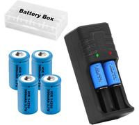 14250 Battery Charger with 4 x 300mAh 14250 Batteries,4 Pack 1/2 AA Lithium Ion Battery Can Replace LS 14250,ER14250,3V CR14250 3V Laser Batteries