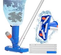 143cm Nettoyeur de Piscine - 4 Tiges Amovibles en Aluminium, Tête D'aspiration pour L'étang avec Sac à Feuilles pour Le Nettoyage par Aspiration du Fond de la Piscine Mini Nettoyeur pour Spa/Fontaine