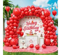 143Pcs Red Latex Balloons Different Sizes Garland Kit Red Balloon With Ribbon For Women Boys Girls Birthday Party Christmas Wedding Carnival Baby Shower Decor