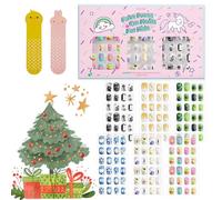 144 Pcs Enfants Appuyez sur les Ongles Enfants Filles Appuyez sur Faux Ongles Artificiels Courts Pas de décoloration Stable Bâton Rapide sur Mignon Pré-Colle Couverture Complète (Minou)