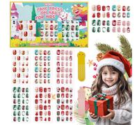 144 Pcs Ongles Faux de Noël pour Enfants Filles - Courts, Pré-collés, Couverture Complète, Kit d'Ongles Acrylique Auto-Agréables, Cadeau & Décoration Art des Ongles (Noël)