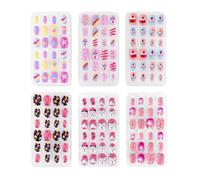 144 Pièces 6 Styles Rose Adhésifs Faux Ongles pour Filles | 10 Tailles Réutilisables Faux Ongles Fille a Coller | Fake Nails for Girls pour S'amuser à se Faire Belle au Quotidien