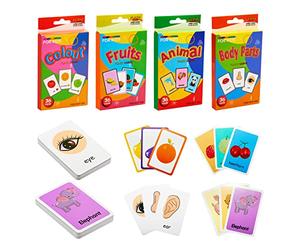 144 Pièces Cartes Flash éducatives pour Les Tout-Petits, Enfants de 2-4 Ans | Cartes D’image Pour Développer Les CompéTences De Langage, Cartes Animaux, Fruits, Pièces Du Corps, Couleurs