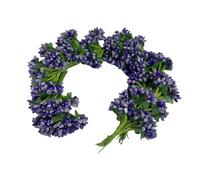 144 pièces de fleurs artificielles mini violet foncé avec étamines et pistils mous et tiges souples de 20 mm, petites baies pour créations personnelles, épingles à cheveux de mariage, décoration de
