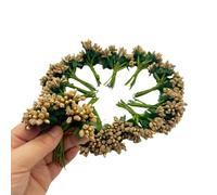 144 pièces de mini fleurs artificielles avec étamines et pistils mous et tiges souples de 20 mm, baies minuscules pour créations DIY, épingles à cheveux de mariage, décoration de gâteau, corsage de