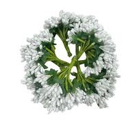 144 pièces de mini fleurs artificielles blanches avec étamines et pistils doux et tiges souples, baies de 20 mm pour créations DIY, décorations de mariage, épingles à cheveux nuptiales, décorations de