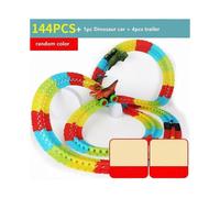 (144 track)Dinosaur Track Cars For Boy Flexible Track with LED Light And Sound-Up Race Car Set Anti-gravity Track Train Gift for Kid