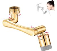 1440 Degrés Aérateur Pivotant De Robinet Cuisine, Mousseur Universel Aérateurs Filtre Économiseur d'eau,Rallonge De Robinet Buse Mélangeuse 2 Jets pour Robinet De Cuisine Salle De Bain,d'or