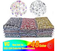 14400 pièces en gros Flatback cristal AB Non correcteurs strass en vrac paquet paillettes cristal SS3-SS20 pour la mariage des ongles F0228 Lt colo. topaz