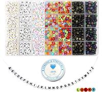 1440pcs Round Acrylic Multicoloured Alphabet Letter Beads 7 X 4 Mm With 15 Mm Elastic Crystal Line For Diy Bracelets Necklaces Jewellery Making